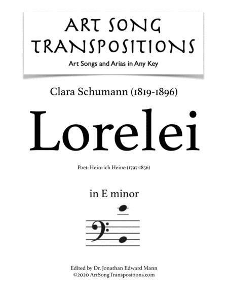 CLARA SCHUMANN: Lorelei (transposed To E Minor, Bass Clef)